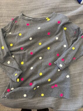 Gray Polka Dot Sweatshirt with Pink, Yellow & White Dots